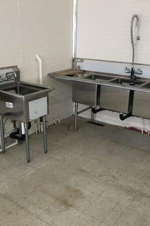 commercial kitchen plumbing setup with multiple sinks installed in spokane garland area