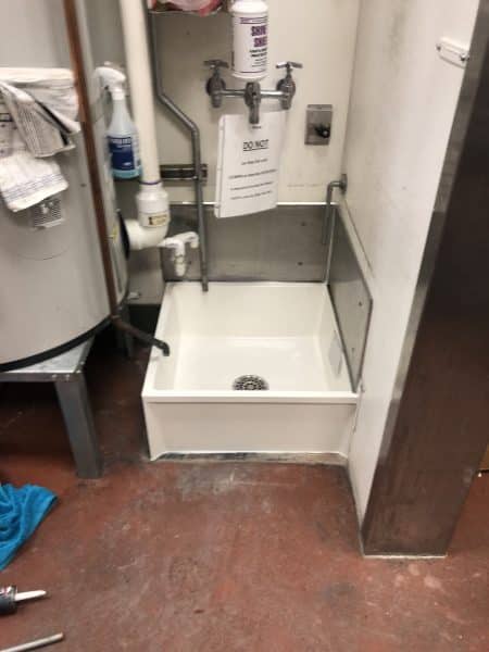 commercial mop sink installed in utility room at gas station commercial mop sink installed in utility room at gas station