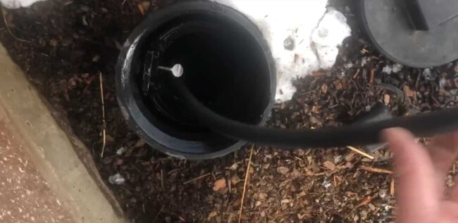 Clogged sewer line at a commercial building in Coeur d’Alene traced to a frozen backwater valve. The line was cleared and the valve replaced