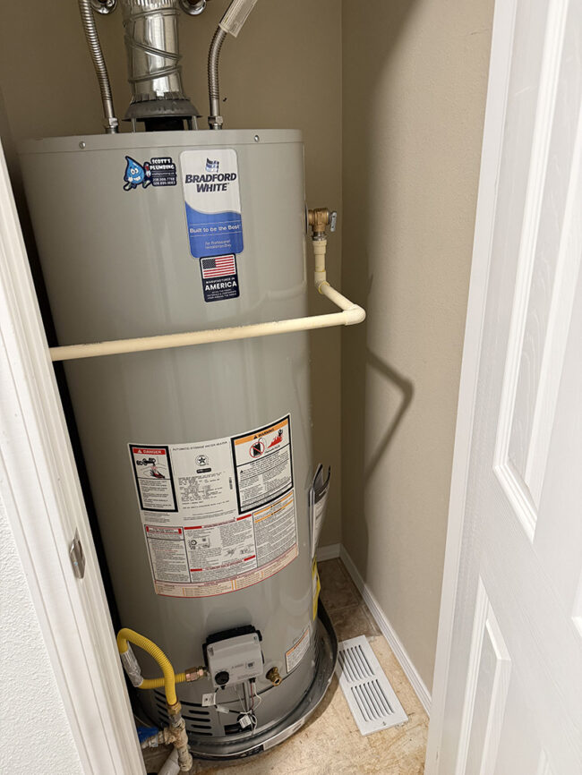 hayden-bradford-white-water-heater-replacement new Bradford White 50 gallon gas water heater installed after replacement in Hayden Idaho