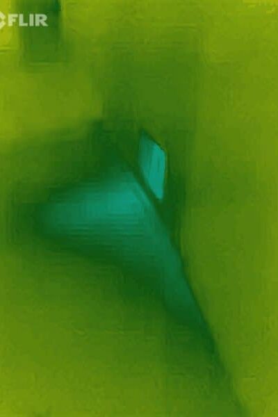 infrared FLIR image showing cold water leak under concrete slab as blue area