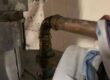 leaking water heater connection repaired with ProPress fitting in apartment building