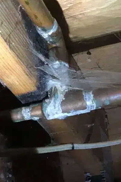 corroded residential water piping caused by dissimilar metal connection near water heater