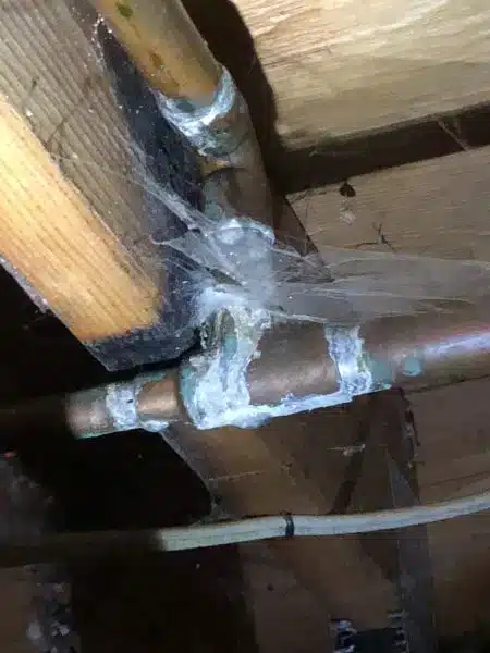 corroded residential water piping caused by dissimilar metal connection near water heater